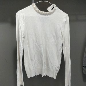 Pearl collar sweater